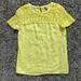 J. Crew Tops | J.Crew Shirt Women 0 Yellow 100% Linen Lace Short Sleeve Crew Neck Blouse Ladies | Color: Yellow | Size: 0