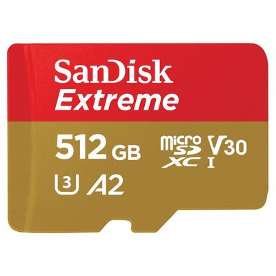 SANDISK Speicherkarte "microSDXC Extreme", rot (gold, rot), 512 GB, Speicherkarten