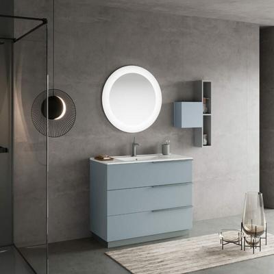 Kiamami Valentina - Bodenstehender Badschrank Mit Waschbecken 100Cm Mit 3 Schubladen Und Spiegel Image