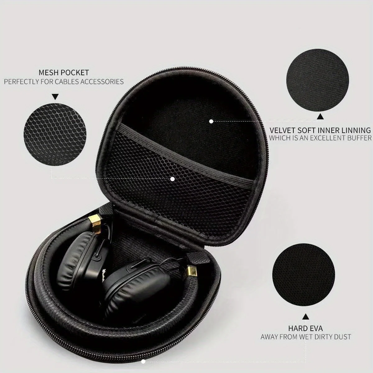 Für Major II/III/IV/V Hülle, Major 5/4/3/2 Hülle, Hartschalen-Aufbewahrungstasche, kompatibel mit Marshall Major 5 4 3 2 Kopfhörer Image