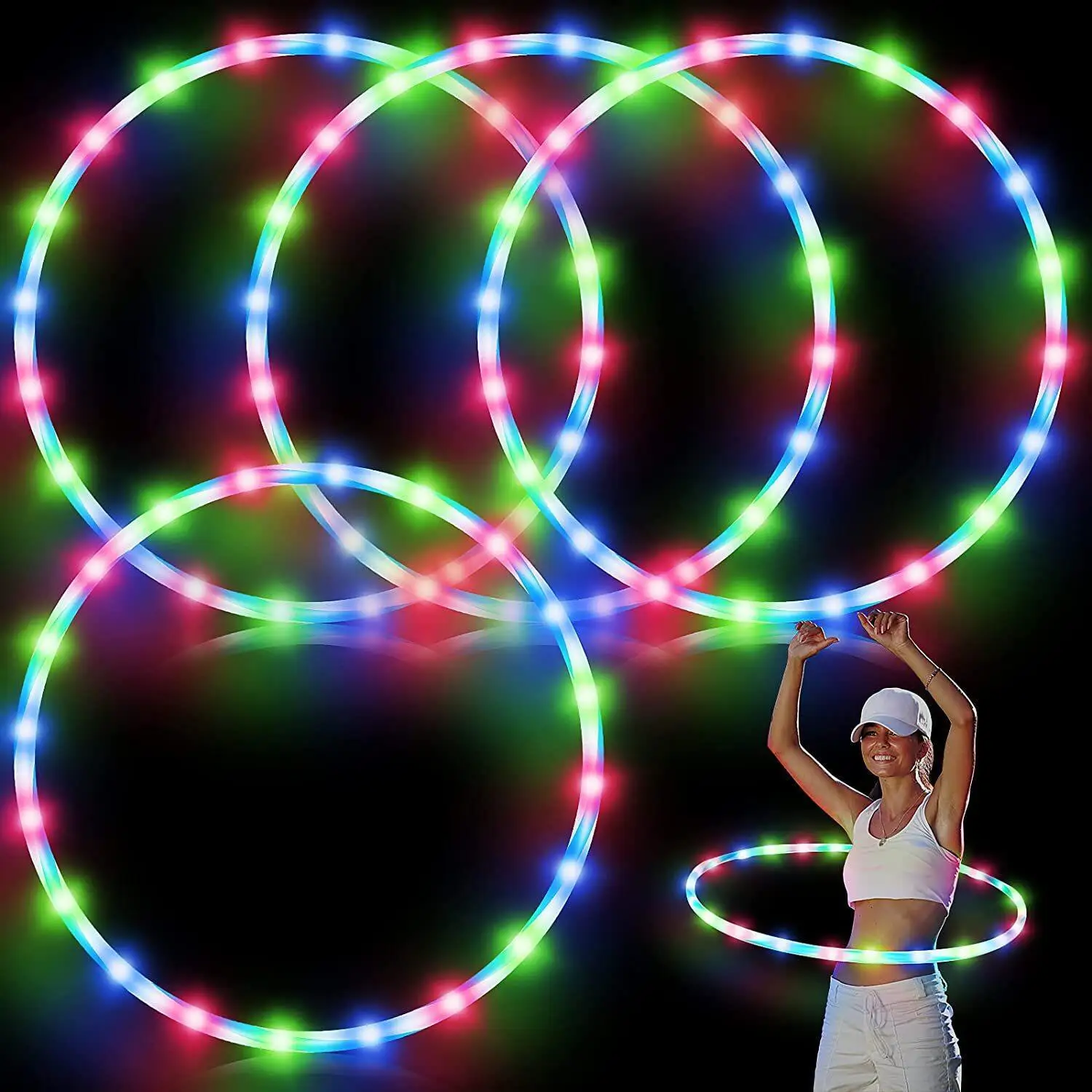 LED Bunte Fitness Kreis Sport Hoop Lose Gewicht Hause Innen Abnehmbare Multi-Farbe Sport Hoop Gym Fitness Ausrüstungen Image