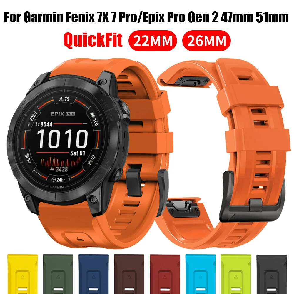 Für Garmin Fenix7 7X7 Pro 6 6X Pro 5X5 Plus Sapphire Solar Smart Uhr Armband Quick Release 26mm 22mm Sport Silikon Handgelenk Band Image