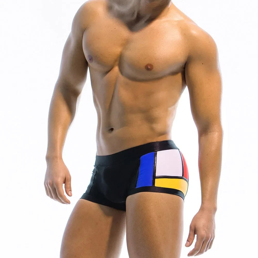 Herren Bade bekleidung Bades horts Boxer Badeanzüge männliche Farbe Block Surf Shorts Trunks quadratisches Bein Badeanzüge Boards horts Unterhosen Image