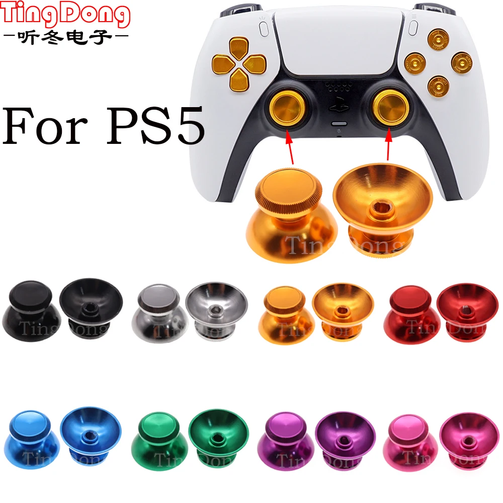 TingDong 2 Stück Wippkappen für PS5 PS4 Konsole, Aluminiumlegierung, metallisches Metall, analoge Griffe, passend für PS5-Controller Image