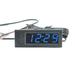 Yucurem 3 in 1 Car Thermometer Voltmeter 12V Digital Clock Voltage Tester (Blue)