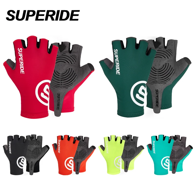 SUPERIDE hommes femmes demi doigt équitation gants de cyclisme sport Anti-transpiration gants de vélo de route rembourré antichoc vtt gants de vélo