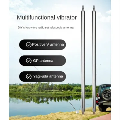 2Pcs 5.6M 201 Stainless Steel Whip Antenna Pull Rod For HF Radio Positive Whip Antenna Telescopic