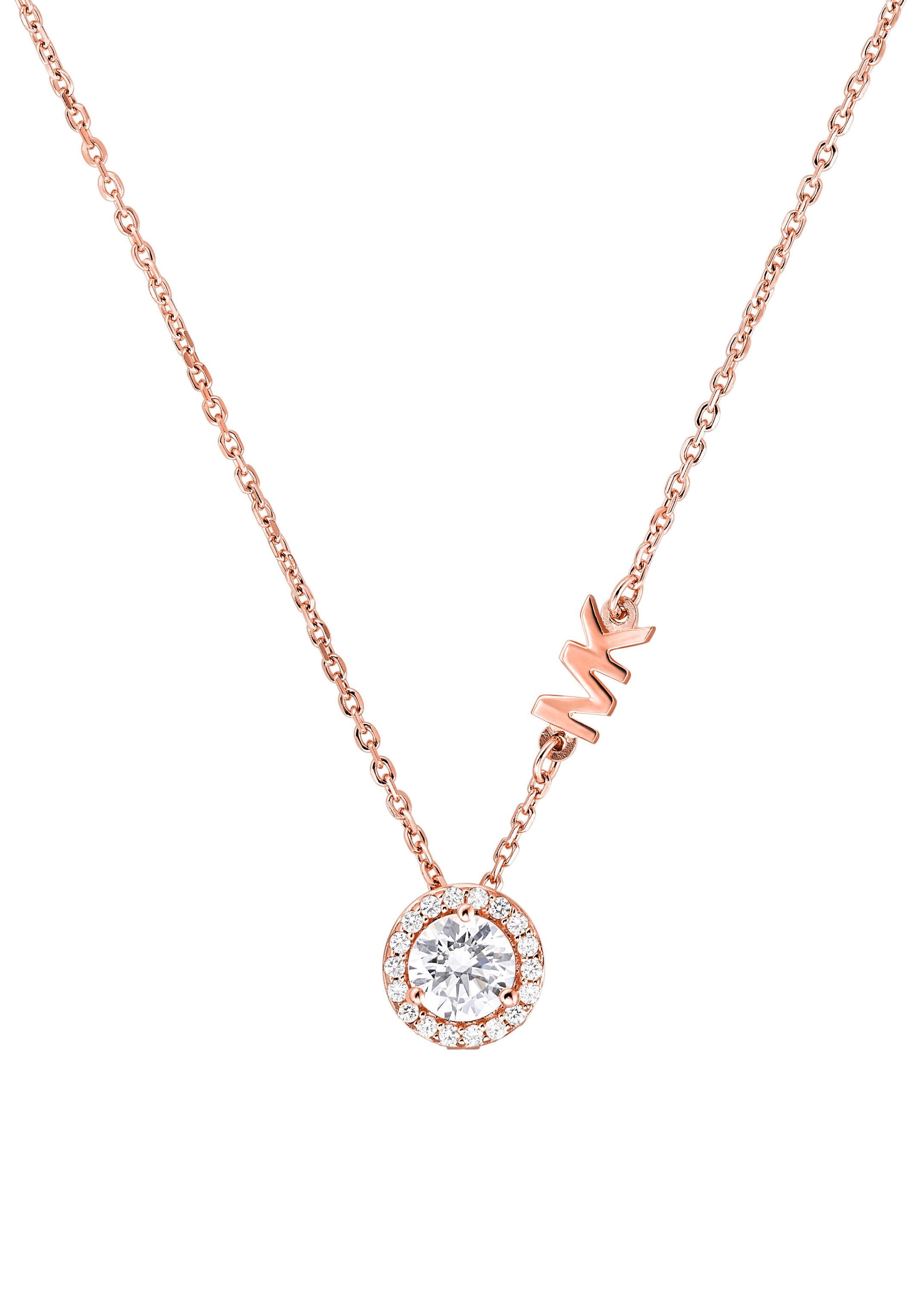 Kette mit Anhänger MICHAEL KORS "Schmuck Geschenk Silber 925 Halsschmuck PREMIUM", rosa (roségoldfarben, kristallweiß), Halsketten, Damen, Silber 925 (Sterlingsilber), L: 46, mit Zirkonia (synth.)