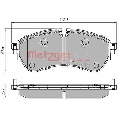 METZGER Bremsbelagsatz, Scheibenbremse GREENPARTS vorne rechts links für VW MAN VAG 65508206000 2N0698151 1170906