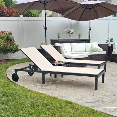 PURPLE LEAF Outdoor Tanning Lounge Chair Set with Face Hole Adjustable Reclining Chairs - N/A