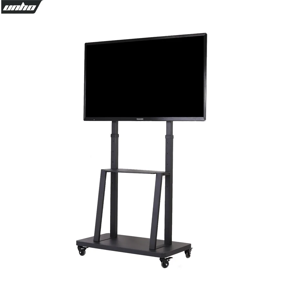 Universal TV Ständer mit Rollen, TV Wagen Fernsehständer Rollbar Höhenverstellbar, Extra Stabil TV Standfuss mit AV-Ablagen für 32"–80", VESA 600x400mm, bis Max 65kg