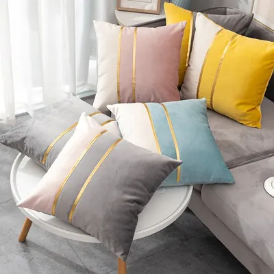 1pc Kissenbezug Luxus Samt Kissenbezug, Home Decor Kissenbezug Patchwork Sofa Kissen Abdeckung Design KissenbezugSamt 18 zoll Image