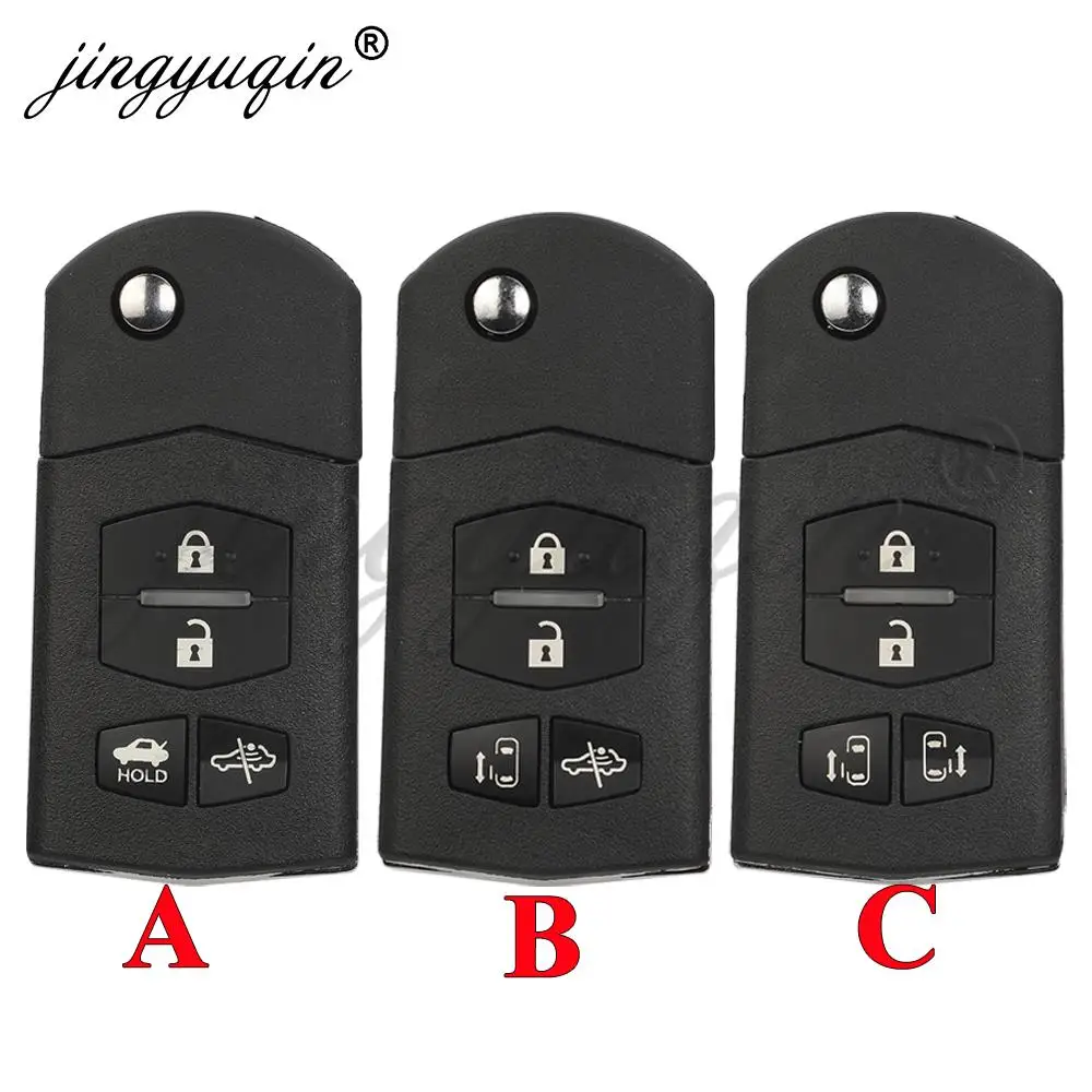 Jingyuqin 4 Tasten Flip Auto Schlüssel Shell Für Mazda 2 3 5 6 M5 M6 CX-5 CX-6 2004 + Klapp Auto Schlüssel Fall gehäuse Ersatz MAZ24 Image