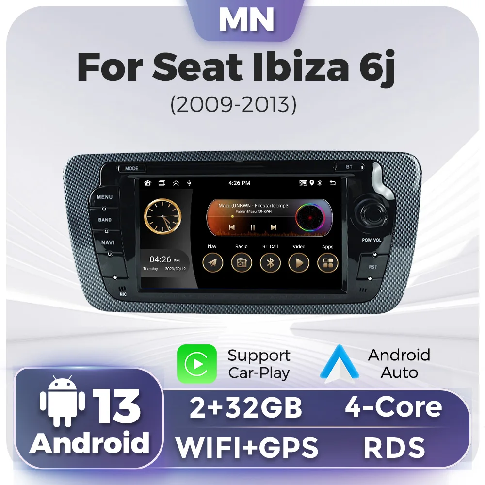 2 Din Android 13 Auto Intelligente System Radio Carplay + Auto Für Seat Ibiza 6j 2009-2013 Auto Stereo DVD Multimedia Video Player