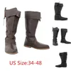 Renaissance Medieval Cosplay Gothic Punk Viking Pirate Requisiten Schuhe Leder Ritter Hohe Stiefel Männer Frauen Paladin Kostüm Hexer