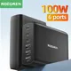 Caricatore GaN Rocoren da 100 W Caricatore rapido USB tipo C PD Carica rapida 4.0 3.0 Stazione di ricarica desktop multipla per iPhone 15 Xiaomi