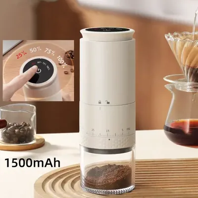 New Electric Coffee Grinder 1500mAh Conical Coffee Burr Grinder Externally Adjustable Bean Grinding