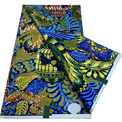 Nieuwste Grand Super 100% Katoen Afrikaanse Gouden Wax Stof 6 Yard Hoge Kwaliteit Wax Print Ankara