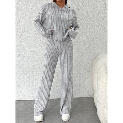 Women's Loungewear Sets Pure Color Fashion Basic Street Going out Airport Knit Breathable Hoodie Long Sleeve Hoodie Pant Fall Home Outfits