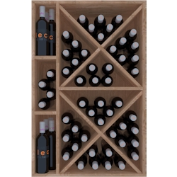 Weinregal der Godello-Serie aus massiver Eiche 60 Flaschen mit Diamant und 3 linken Liegeboxen Image
