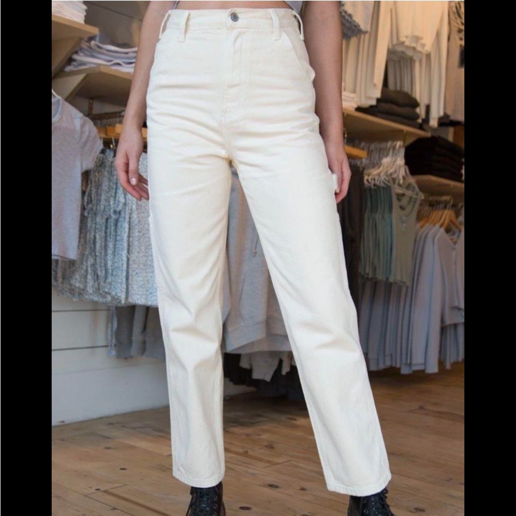 Brandy Melville Pants & Jumpsuits | Brandy Melville Ariana Painter Pants | Color: Cream/White | Size: S