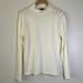 J. Crew Tops | J. Crew Cotton Mock Neck Gold Button Long Sleeve Tee In Ivory Size Large | Color: White | Size: L