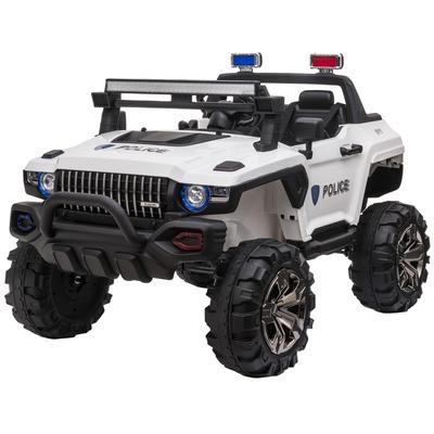 Aosom 12V 2-Seater Police Car Ride-On, Remote Control, White