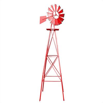 Wiltec - Windrad mit 245 cm Höhe, Windmühle in Rot, Windspiel im US-Design, Gartendeko mit Image