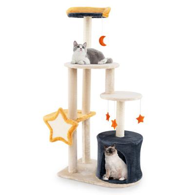 Costway 50 Inches Cute Cat Tree for Indoor Cats with Sisal Scratching Posts and Board