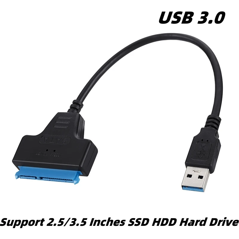 SATA 3 zu USB 3.0 Adapterkabel 6 Gbit/s Hochgeschwindigkeitsdaten Sata zu USB-Adapter mit Stromanschluss unterstützt 2,5/3,5 Zoll SSD HDD Festplatte Image