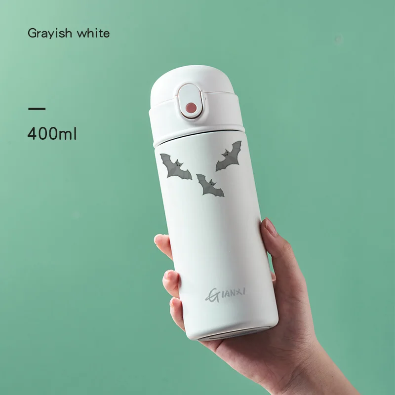 Gianxi 304 Edelstahl Thermoskanne Halloween Home Party Fledermaus Muster täglich ein Klick offener Deckel versiegelt auslaufs icher Vakuum becher Image