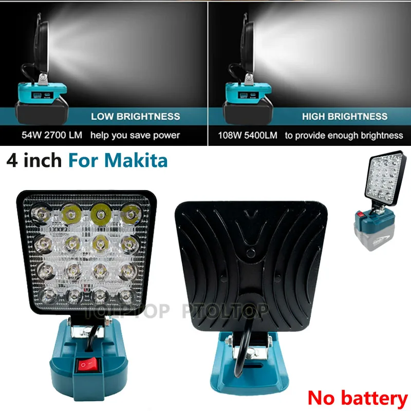 4 Zoll tragbare Laterne Outdoor-Taschenlampe für Makita 18 V Li-Ionen-Akku kabelloses LED-Arbeitslicht Campinglampe Notbeleuchtung
