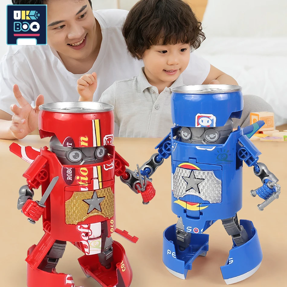 UKBOO Deformierte Soda Roboter Action-figuren Können Mecha Kreative Krieger Modell Verformung Pädagogisches Spielzeug für Kinder Jungen Geschenk Image