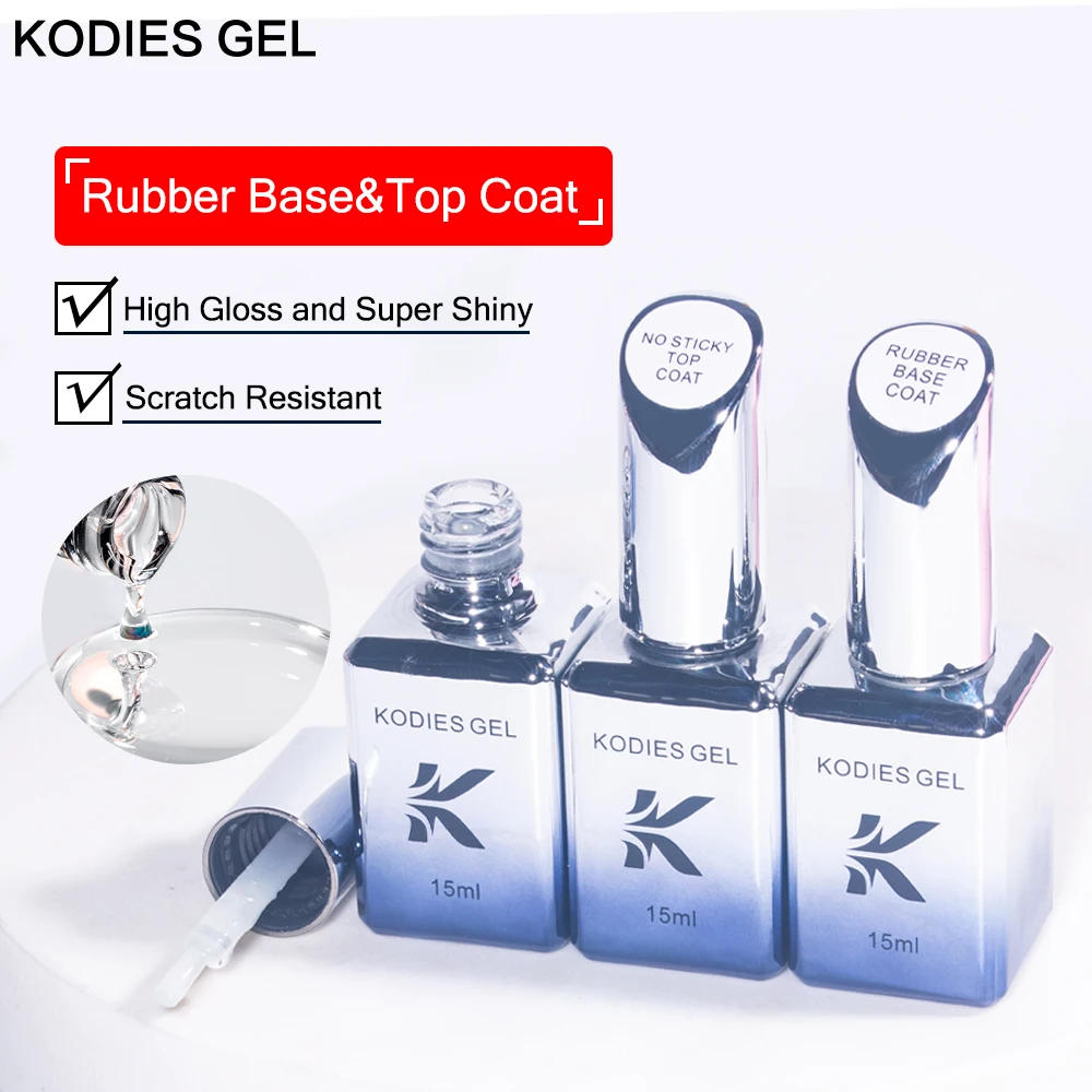 Kodies Gel Gummi Basis lack Dec klack UV Gel Nagellack 15ml semi permanente UV Super Shine Gel Top Finish starkes Harz Gellak Image
