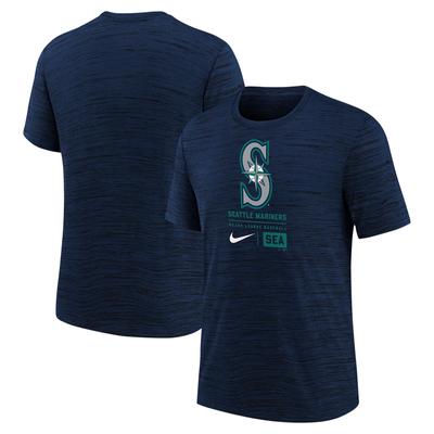 Seattle Mariners großes Logo Velocity T-Shirt – Marineblau – Jugendliche Image