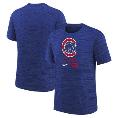 Chicago Cubs großes Logo Velocity T-Shirt – Blau – Jugend Image