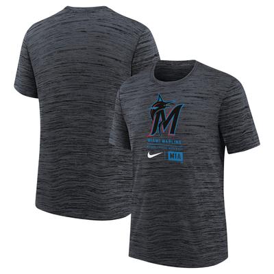 Miami Marlins großes Logo Velocity T-Shirt – Schwarz – Jugendliche Image