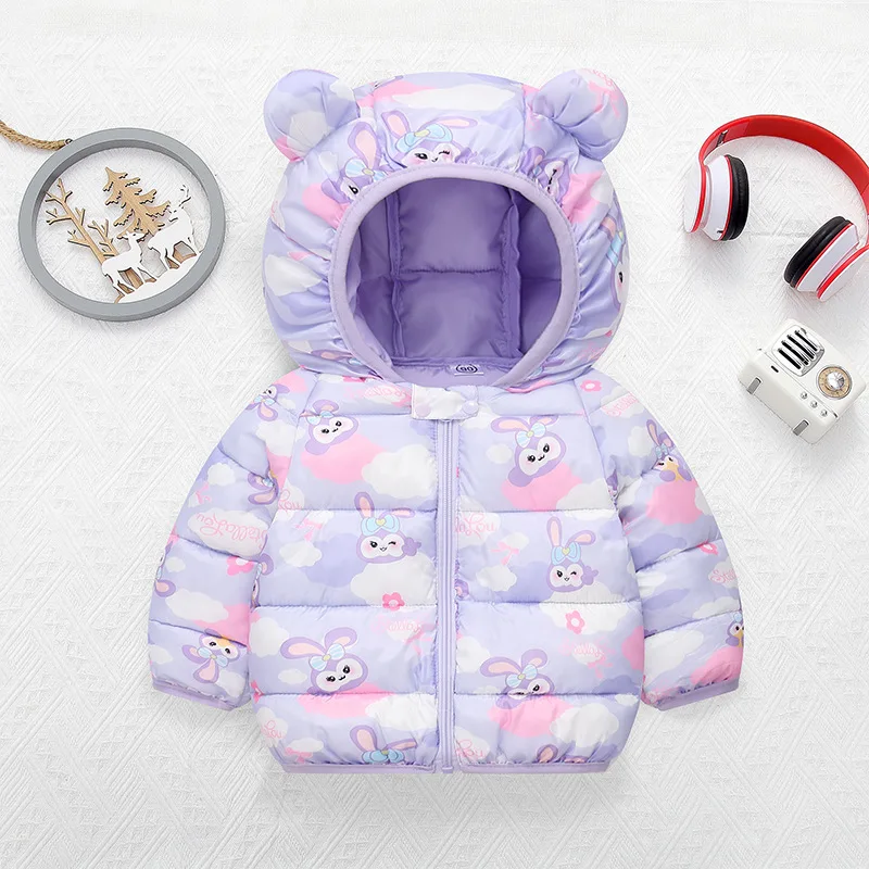 Neue Herbst Winter warme Baby jacke für Print Kaninchen Muster Kapuzen mantel für Kinder Kinder Outdoor-Oberbekleidung Image
