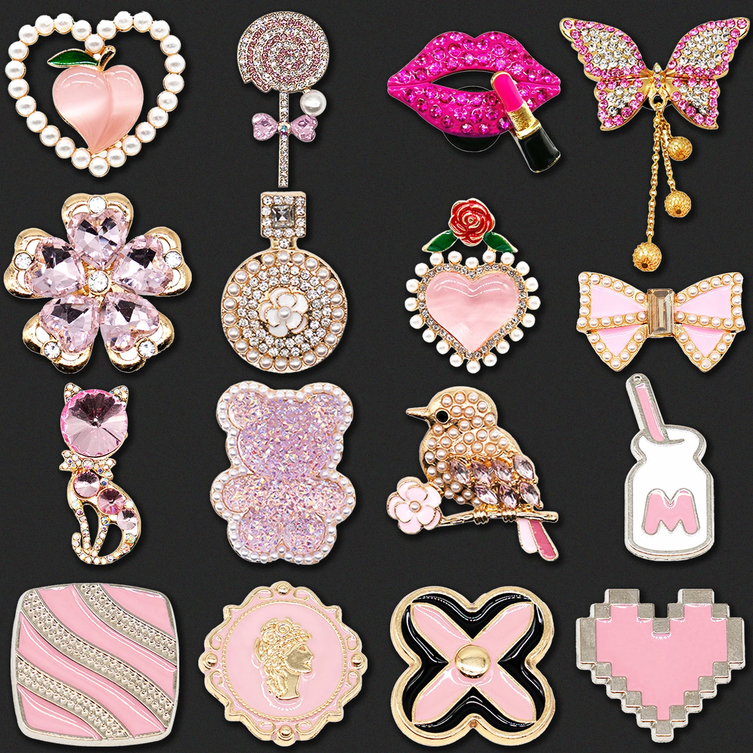 1 Stück rosa Vogel Bär Fuchs Designer Metall Schuh Charms Luxus Dekorationen Pins für Frauen Mädchen Geschenke Bogen Schuh Zubehör