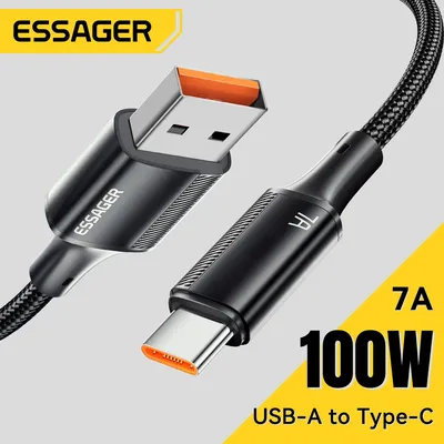 Essager 7A USB Typ C Kabel für Realme Huawei P40 Pro 100W Schnellladekabel USB-C Ladegerät Datenkabel für Samsung Xiaomi Poco F3 Image