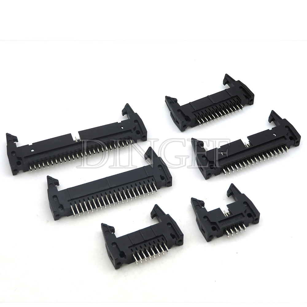 5PCS DC2 10/16/20/26/34/40 PIN 2,54 MM pitch MÄNNLICHE BUCHSE rechtwinklig idc box header ANSCHLUSS 10P/20P/40P FÜR FC Kabel Image