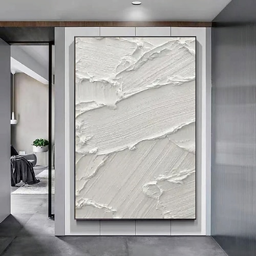 Wabi Sabi Ölgemälde handgemachte Wandkunst beige abstrakte Malerei auf Leinwand ein Paar beige 3D weiße Textur Ölgemälde handgemalte Wandkunst neutral abstrakte Ölgemälde Wandkunst Wal Dekor Image