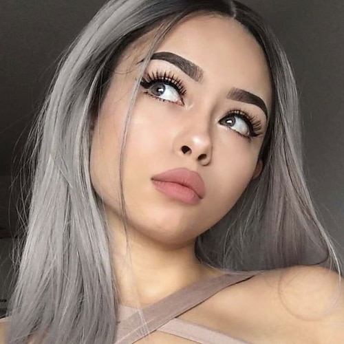 Remy Menschenhaar 13x6 Verschluss 13x4 Spitzenfront 4x4 Spitzenfront Perücke Bob Bubikopf Kurzer Bob Seitenteil Brasilianisches Haar Glatt Dunkelgrau Blond Perücke 130% 150% 180% Haardichte mit Image