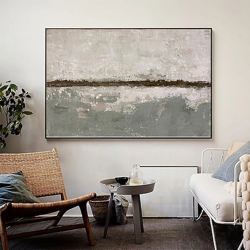 abstraktes Ölgemälde großes handgemaltes beiges Gemälde handgemachtes Wabi-Sabi-Kunstwerk Ölgemälde handgemalt strukturiertes graues Ölgemälde beiges Ölgemälde abstrakte Leinwandkunst moderne Image