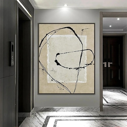 abstraktes Ölgemälde, handgefertigtes abstraktes Ölgemälde auf Leinwand, Wandkunst, großes modernes Ölgemälde auf Leinwand, modernes minimalistisches Kunstwerk in Weiß und Grau, Ölgemälde für Image