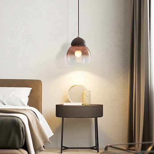LED-Pendelleuchte, 3-farbige Lichtquelle, 15 cm, 1-flammig, Glas, runde Hängelampe aus der Mitte des Jahrhunderts, Vintage-Industriebeleuchtung für Kücheninsel, Esszimmer, Restaurant, Bar, 110–240V Image