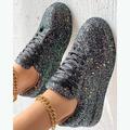 sneakers da donna con plateau e glitter argento - scarpe casual con lacci scintillanti per feste e street style
