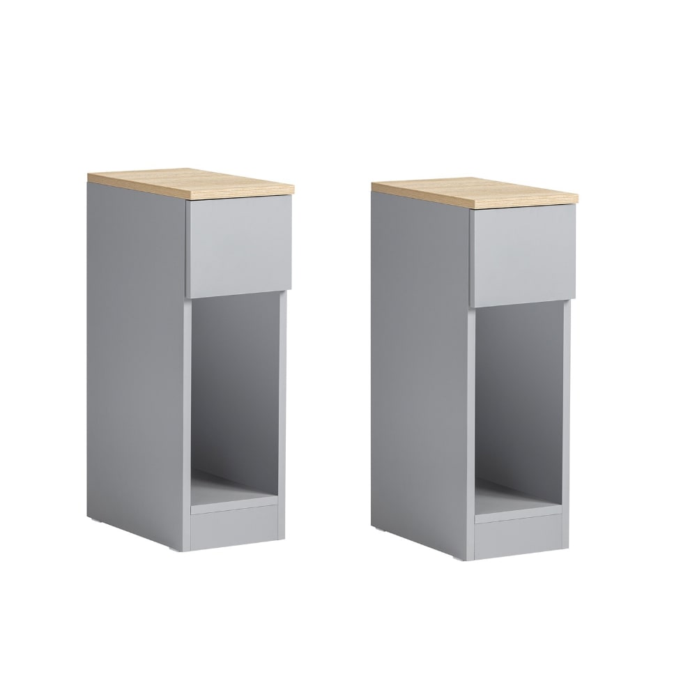 Lot de 2 tables de chevet en aggloméré gris