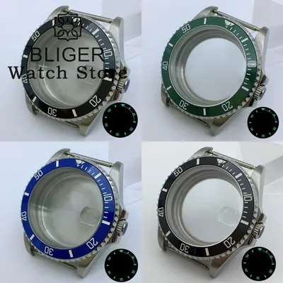 BLIGER 36mm 38mm 40mm Watch Case Sapphire Crysta Luminous Ceramic Bezel Fit NH34 NH35 36 NH38 39