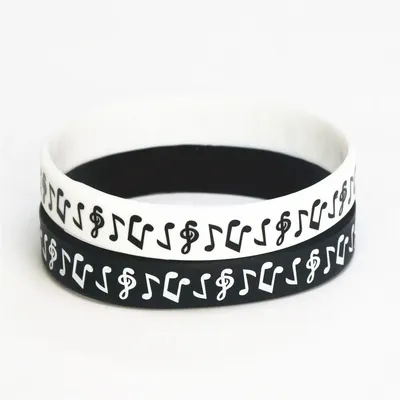 1PC New Design Ink Filled Logo Music Note Silicone Wristband for Music Fans Black Silicone Rubber
